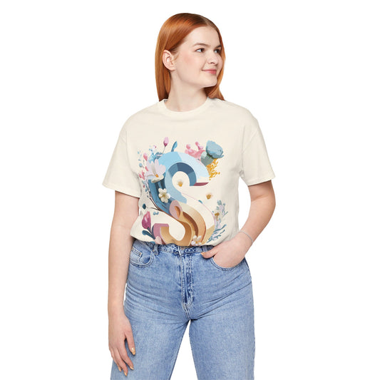 Natural Cotton Tee Shirt - Letters Collection - S Printify