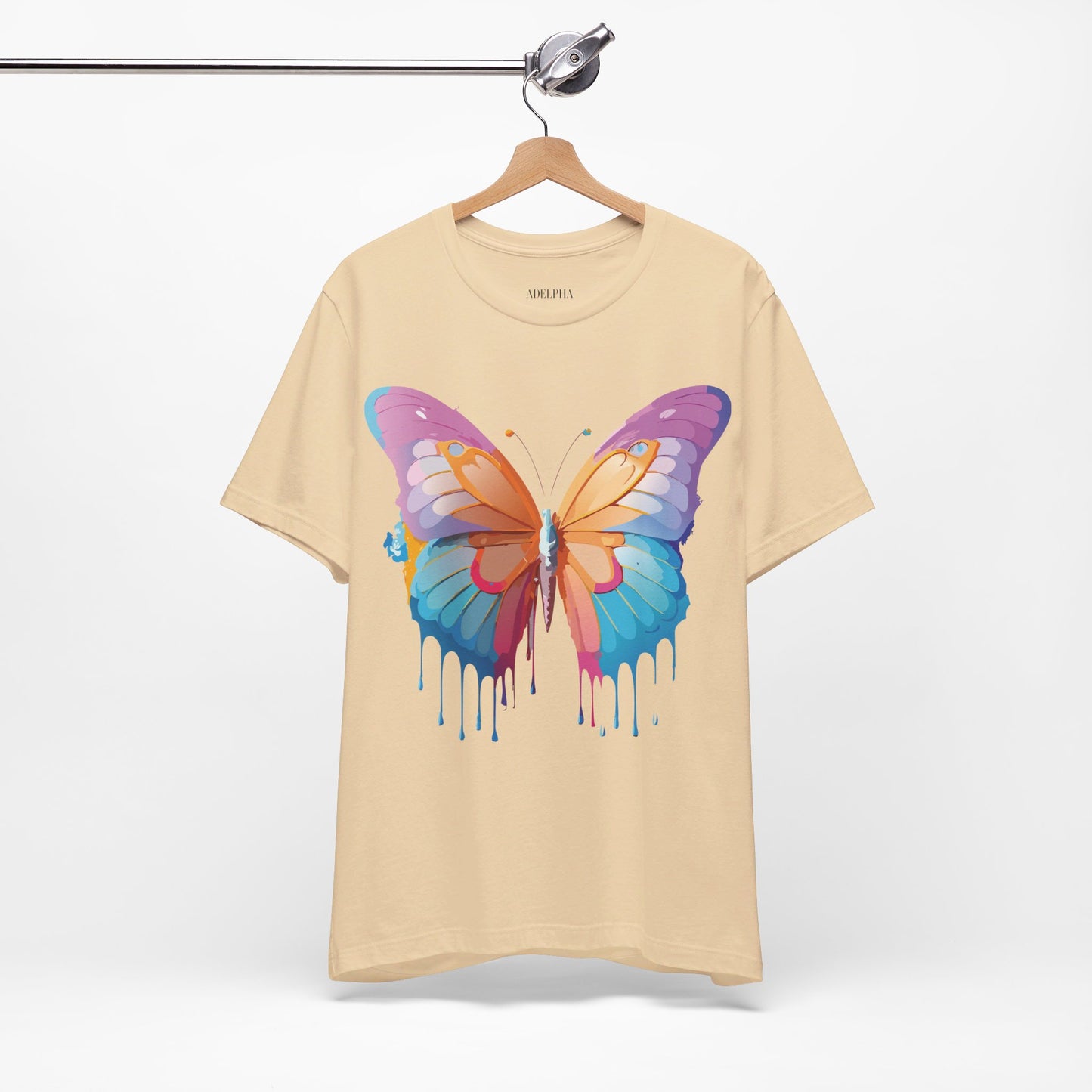 Natural Cotton Tee Shirt with Butterfly