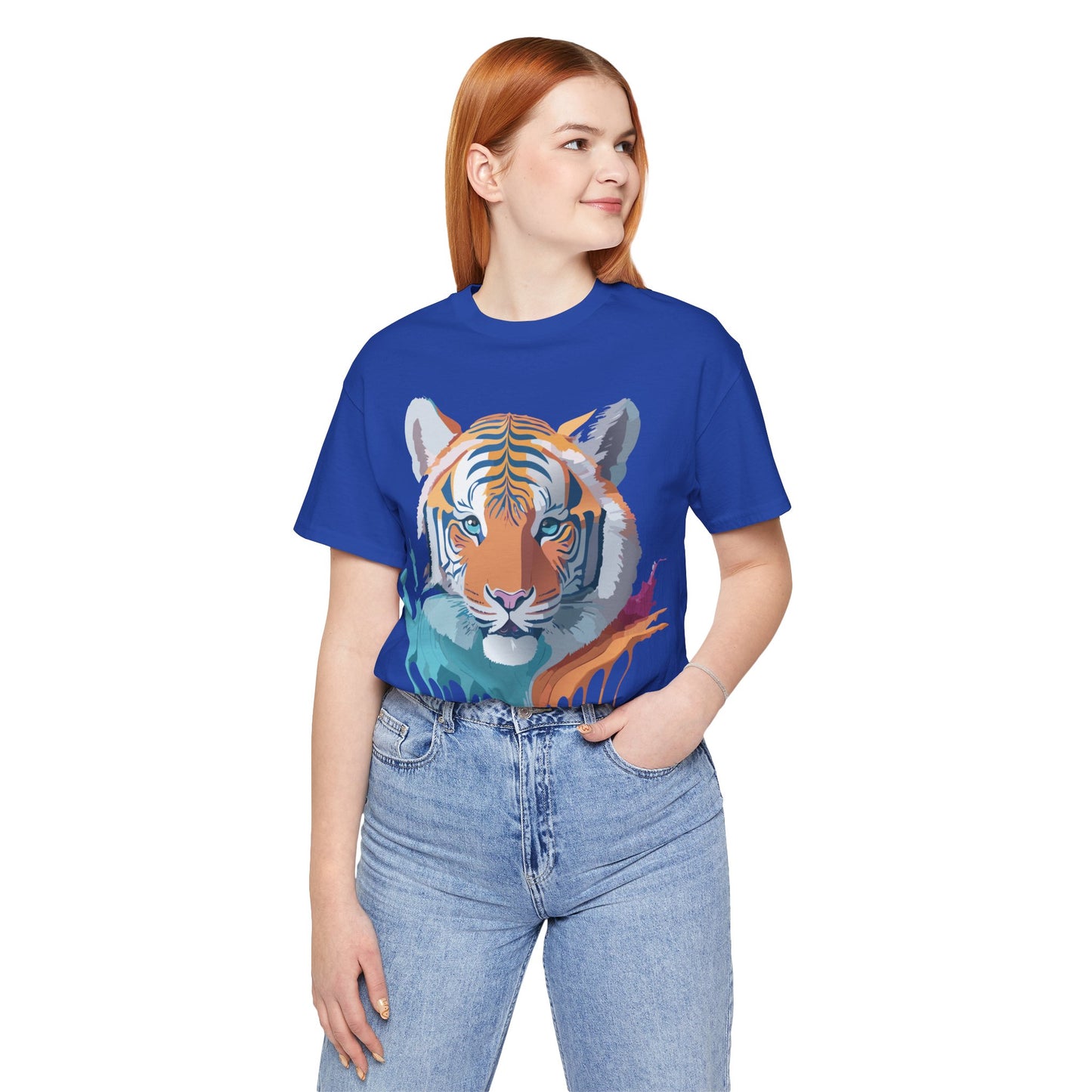 Natural Cotton Tee Shirt with Tiger