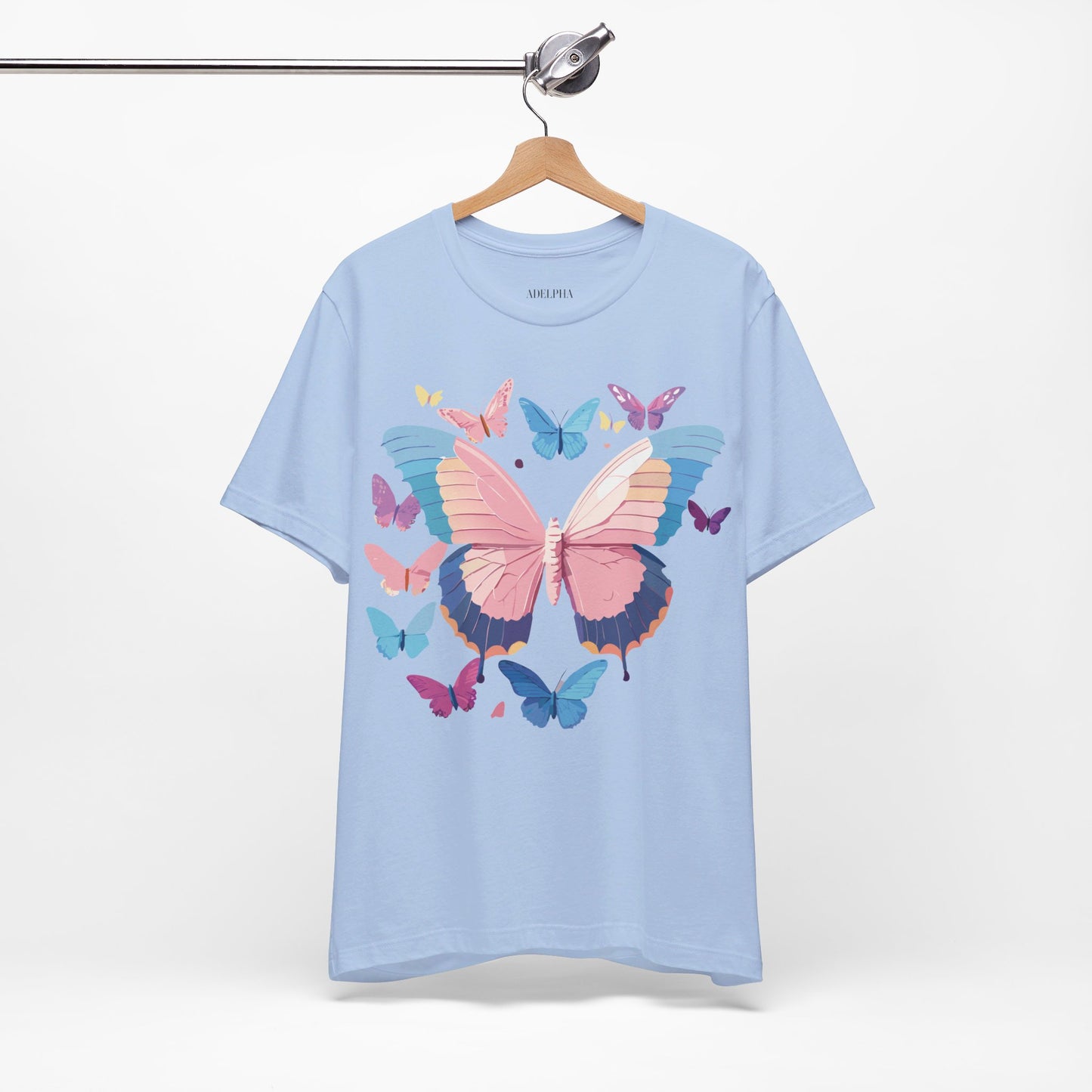 Natural Cotton Tee Shirt with Butterfly