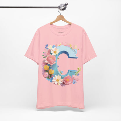 Natural Cotton Tee Shirt - Letters Collection - C Printify