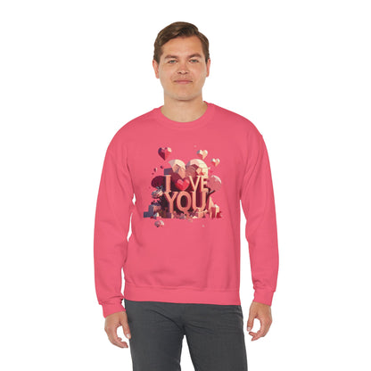 Unisex Heart Love Sweatshirt Floral Valentines Day Cotton Poly Fifty Fifty Blend