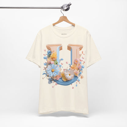 Natural Cotton Tee Shirt - Letters Collection - U Printify