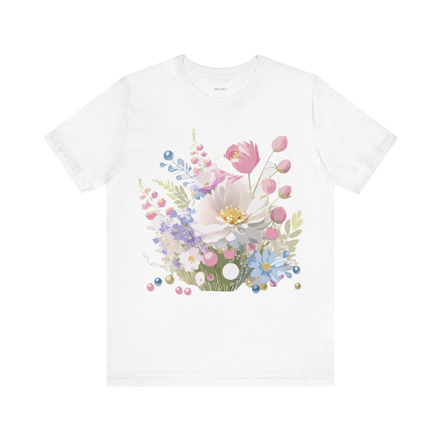 Natural Cotton Tee Shirt with Flowers