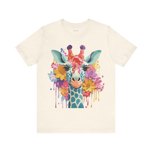 Natural Cotton Tee Shirt with Giraffe