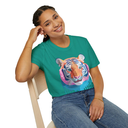 Tiger Print Unisex Softstyle Breathable Cotton Tee 64000 Gildan Shirt