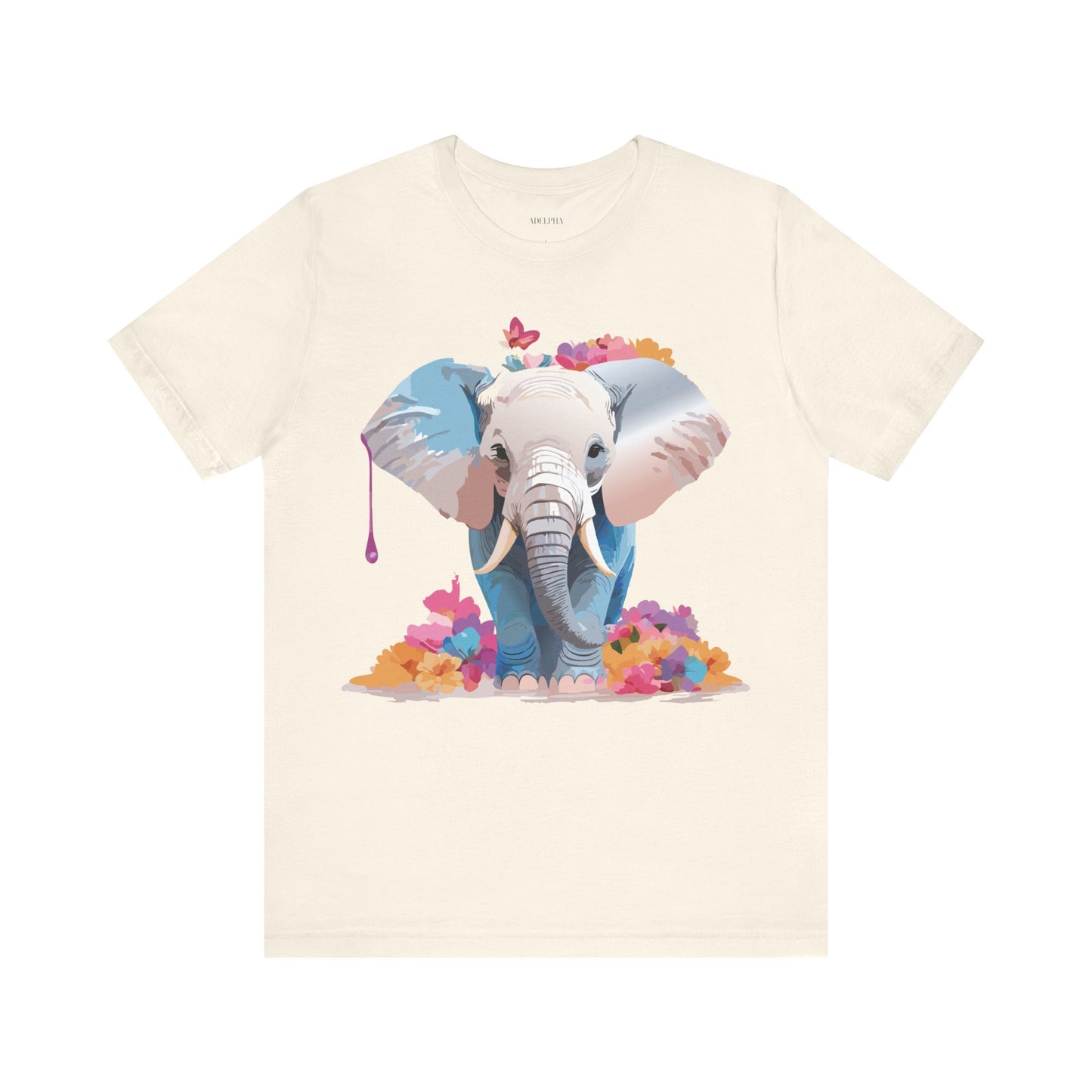 T-shirt en coton naturel avec motif éléphant