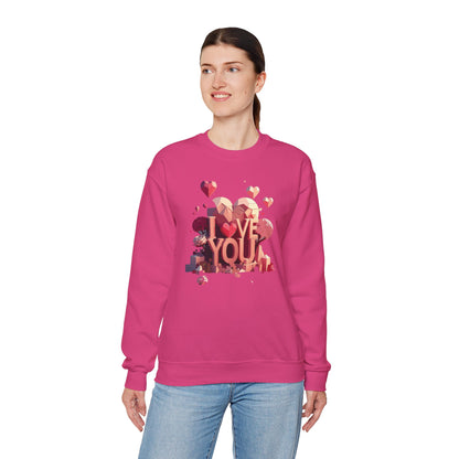 Unisex Heart Love Sweatshirt Floral Valentines Day Cotton Poly Fifty Fifty Blend