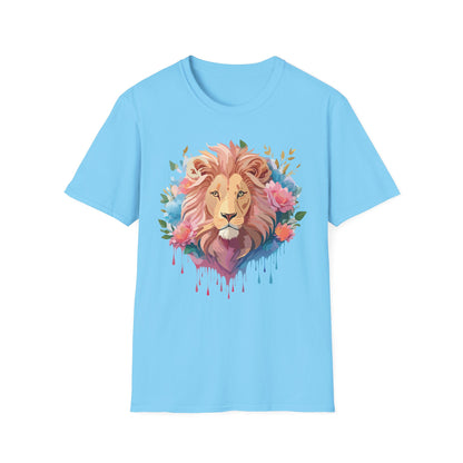 Lion Shirt Unisex Floral Lion Tee 100 Percent Cotton Softstyle Gildan 64000