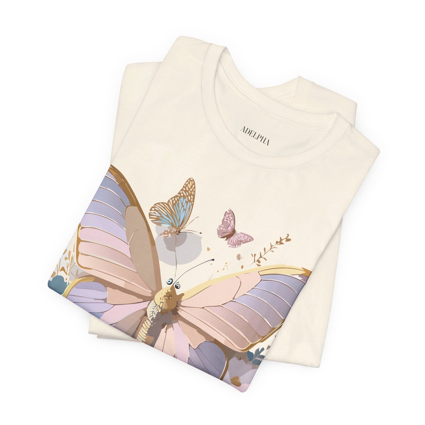 Natural Cotton Tee Shirt with Butterfly