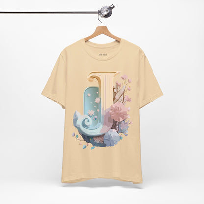 Natural Cotton Tee Shirt - Letters Collection - J Printify