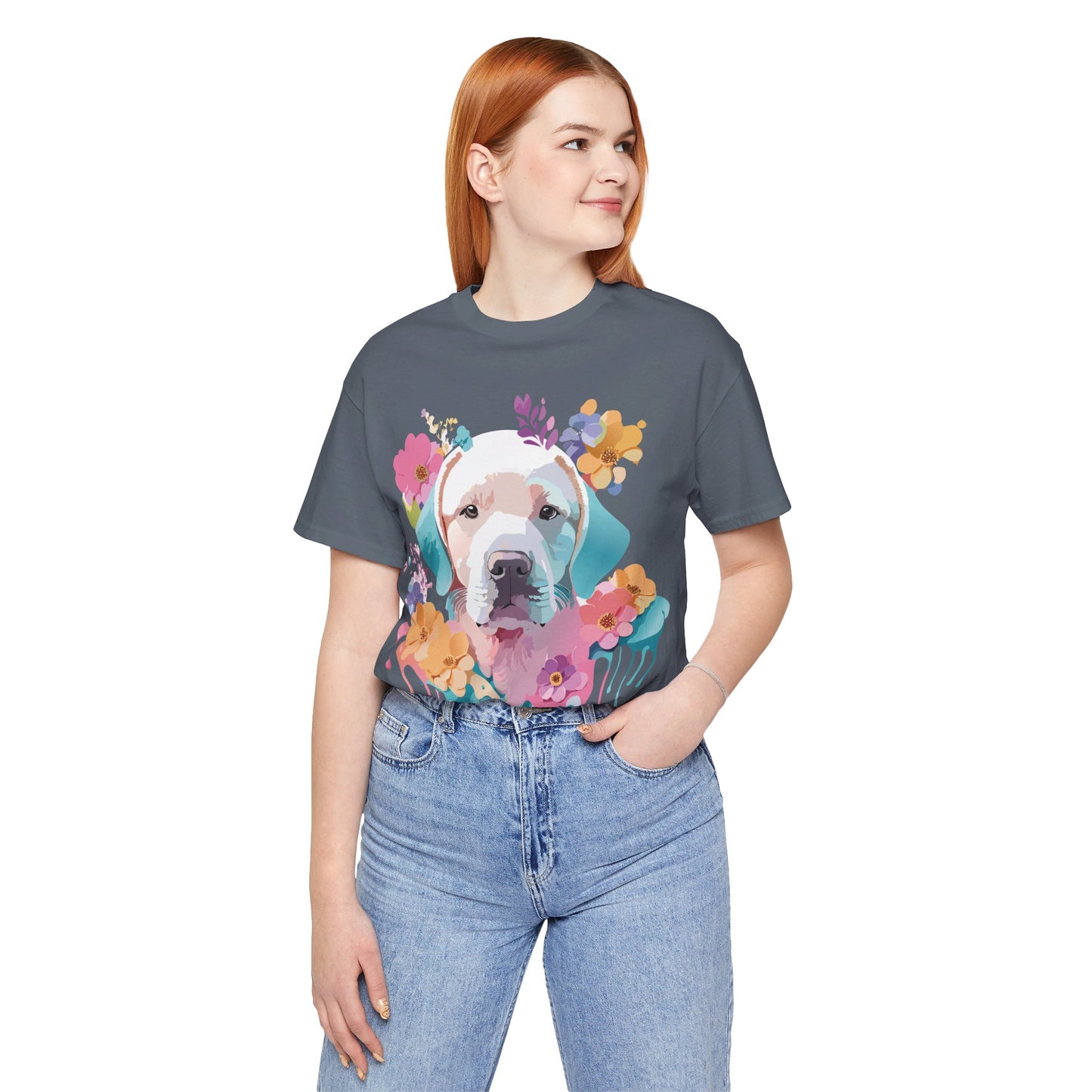 T-Shirt aus natürlicher Baumwolle mit Hund