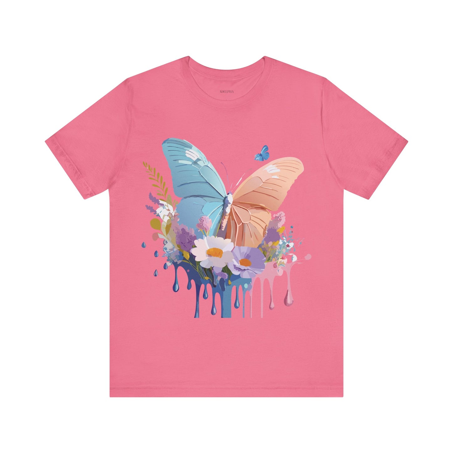 Natural Cotton Tee Shirt with Butterfly