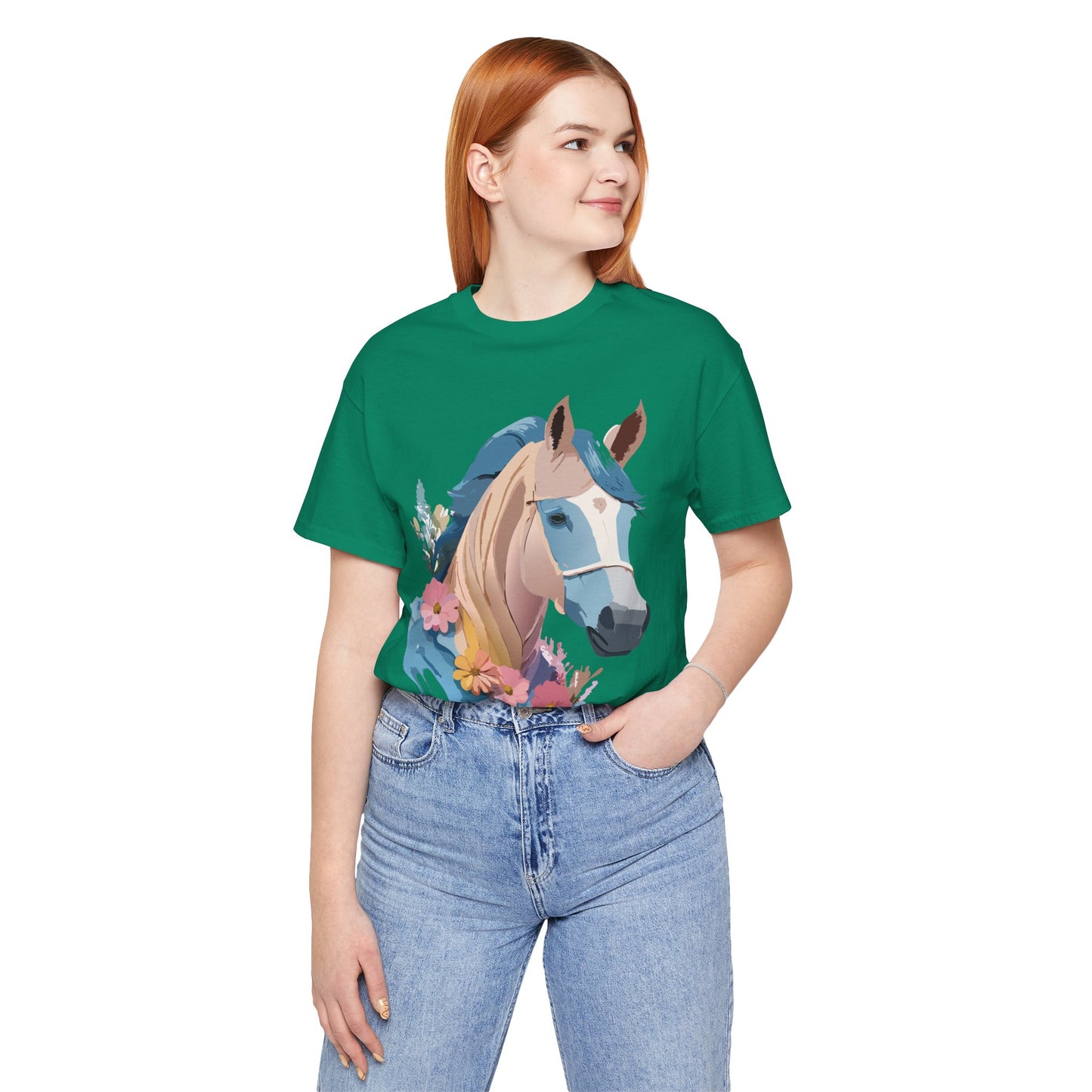 Natural Cotton Tee Shirt with Horse