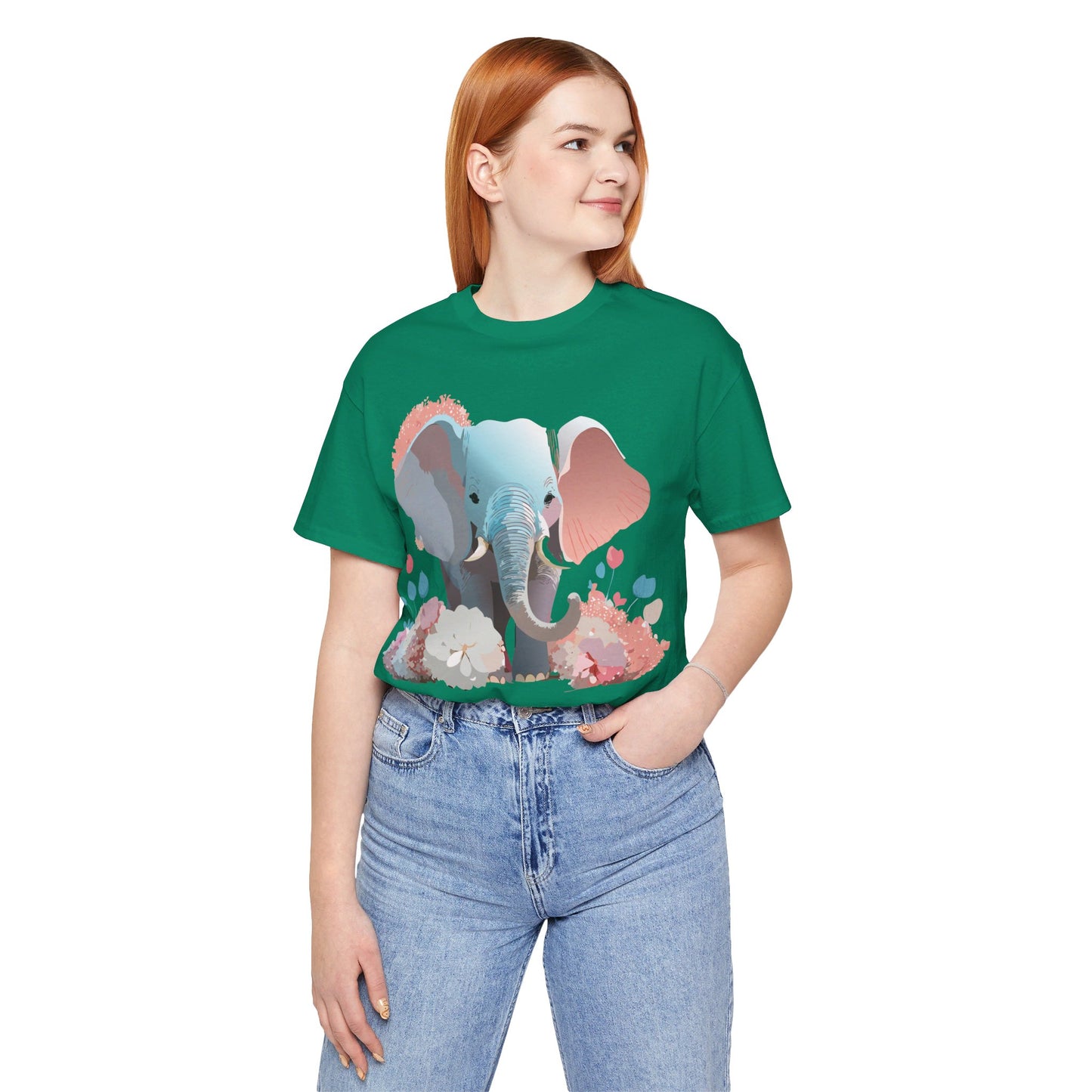 T-shirt en coton naturel avec motif éléphant