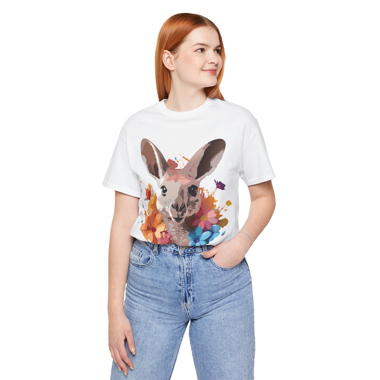 Natural Cotton Tee Shirt with Kangaroo