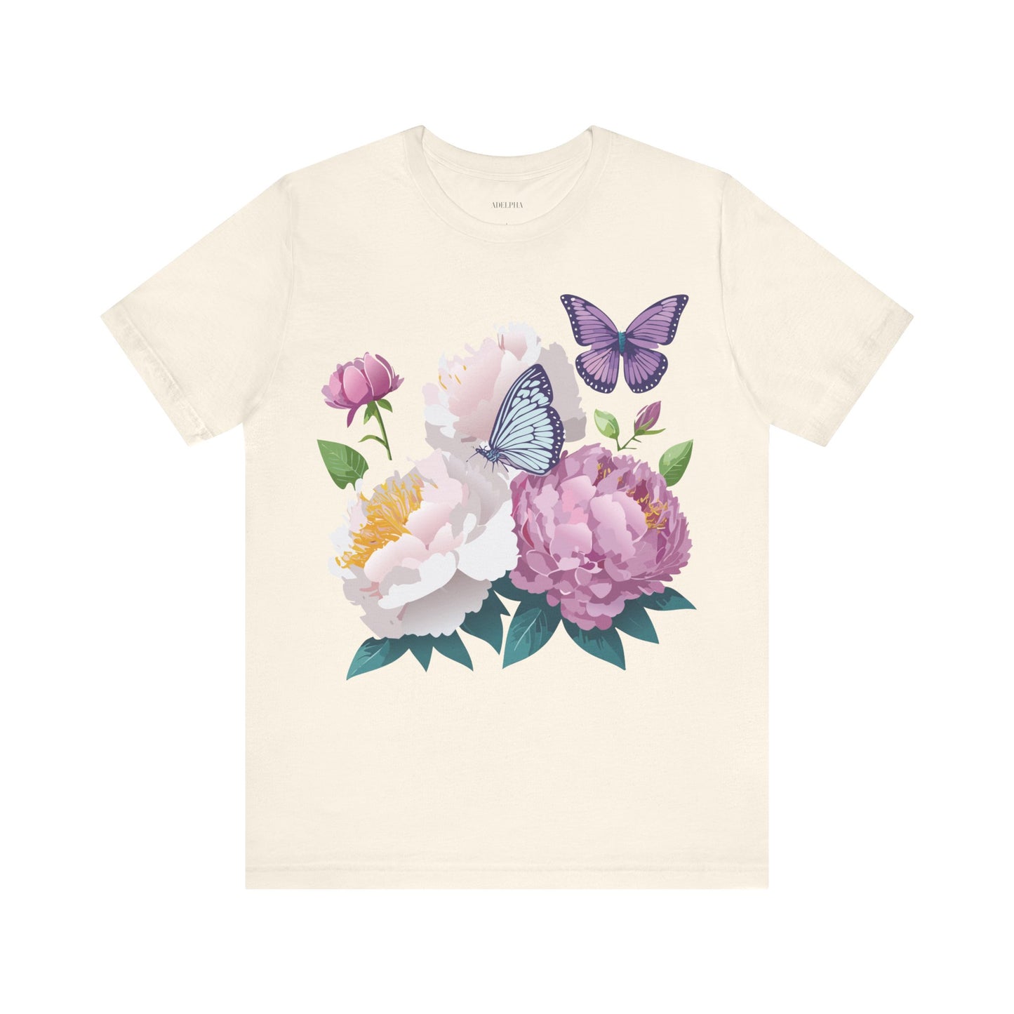 T-shirt en coton naturel avec fleurs