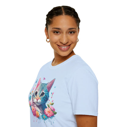Cat Shirt Unisex Tee Kitten Cat Tee Softstyle 100 Percent Cotton Gildan 64000