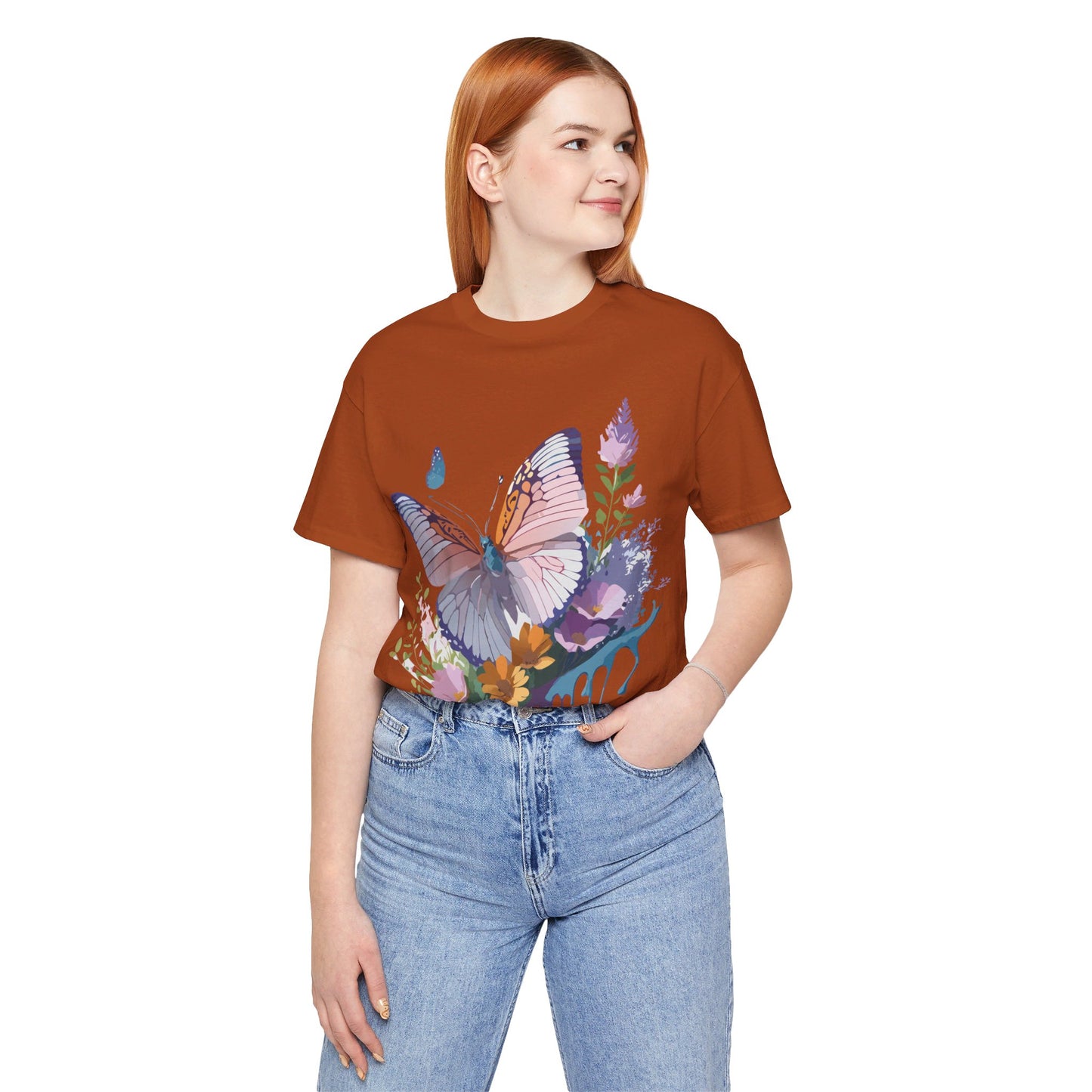 T-Shirt aus natürlicher Baumwolle mit Schmetterling