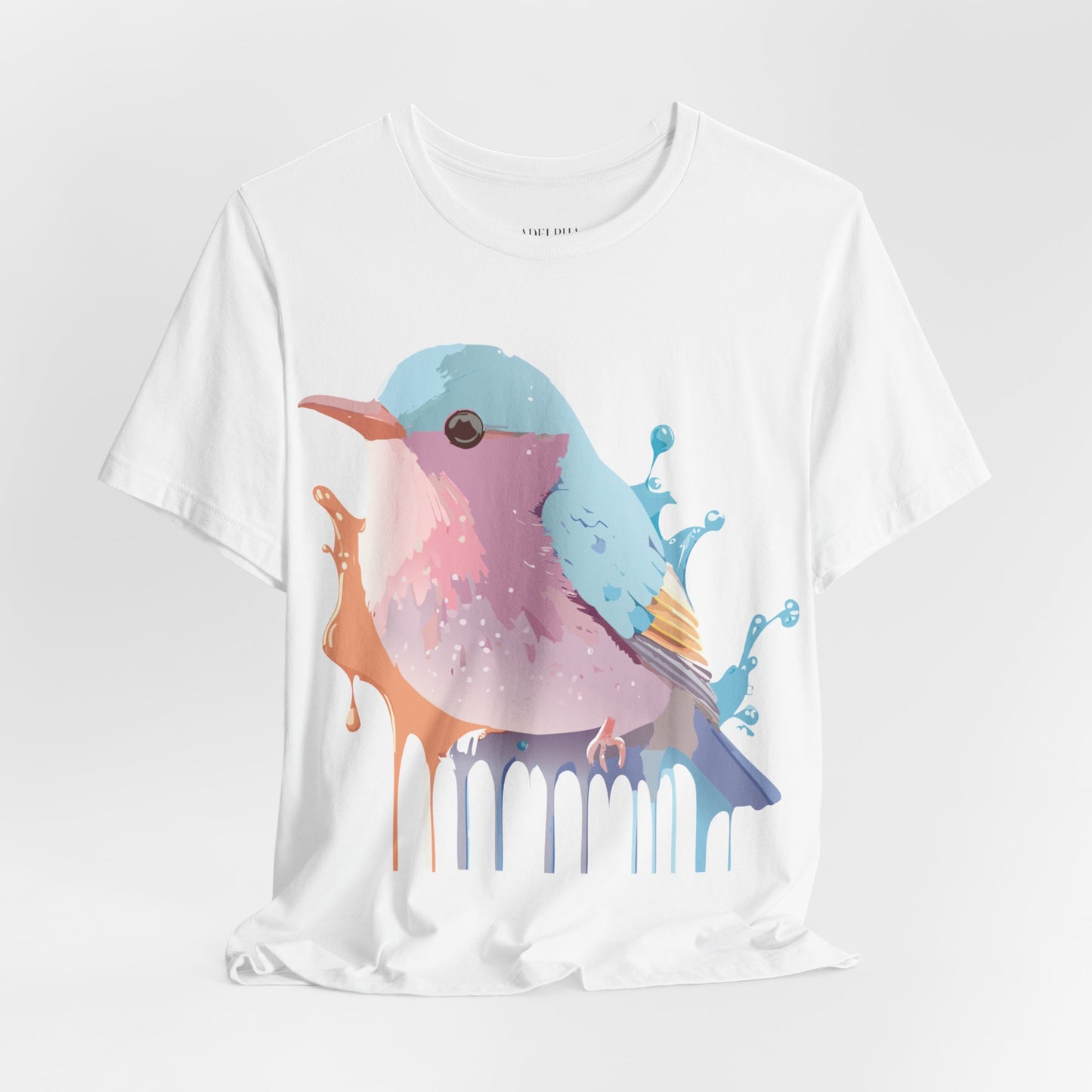 Natural Cotton Tee Shirt with Bird