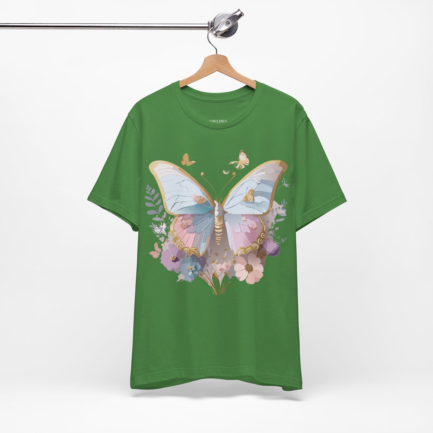 Natural Cotton Tee Shirt with Butterfly