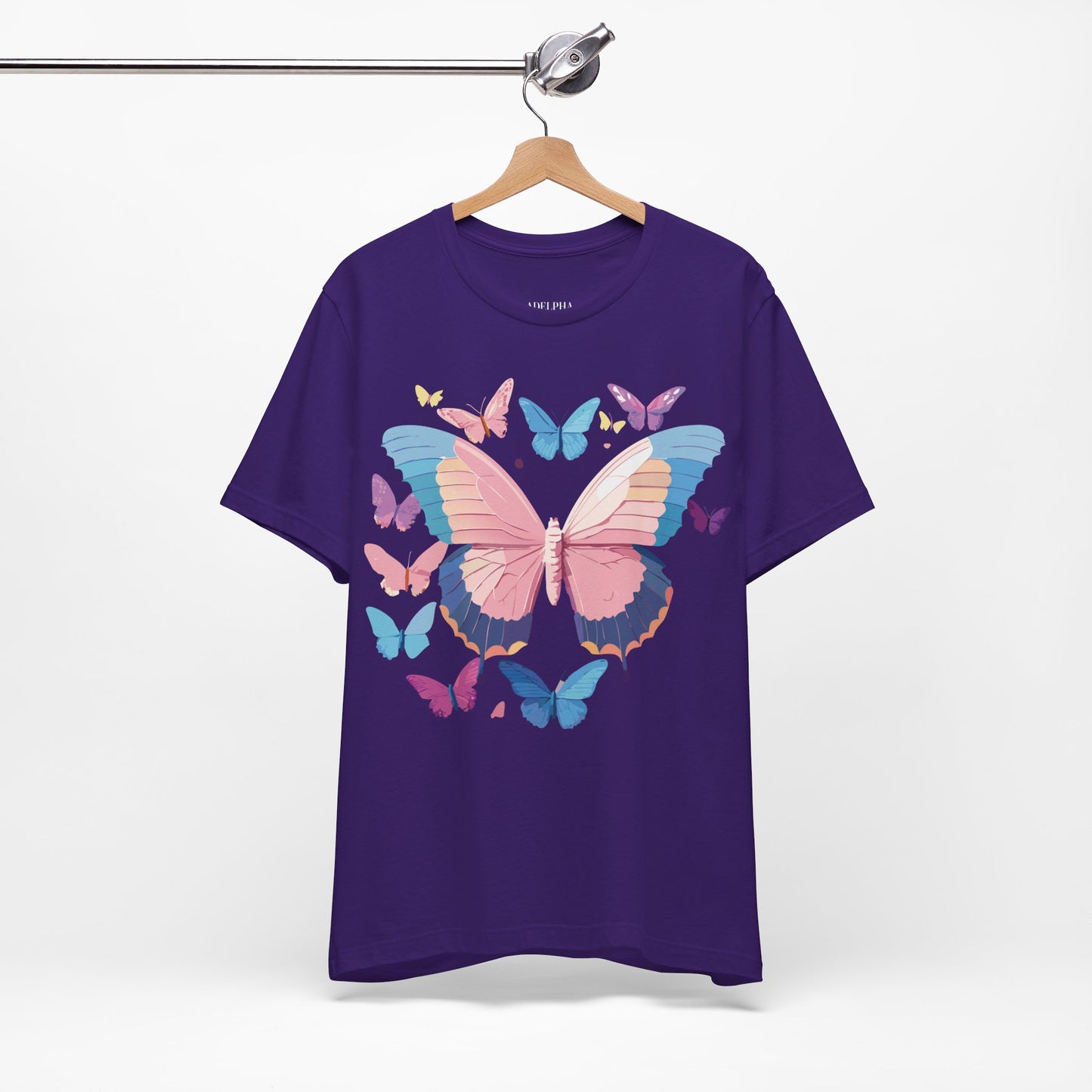 Natural Cotton Tee Shirt with Butterfly