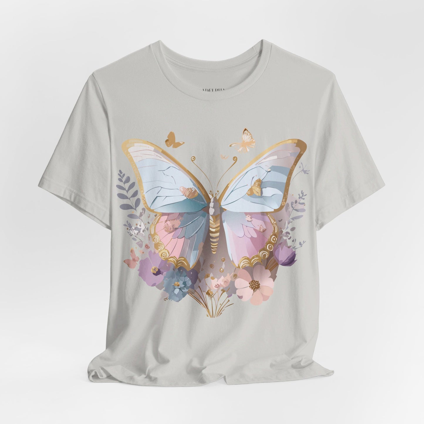 Natural Cotton Tee Shirt with Butterfly