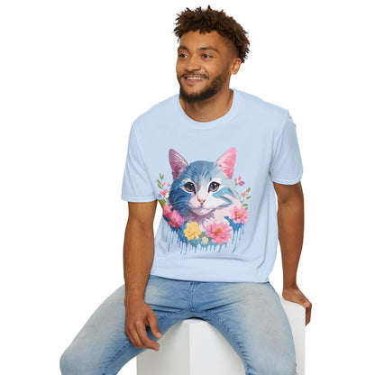 Cat Shirt Unisex Cat Tee Kitten Print Gildan Softstyle 64000