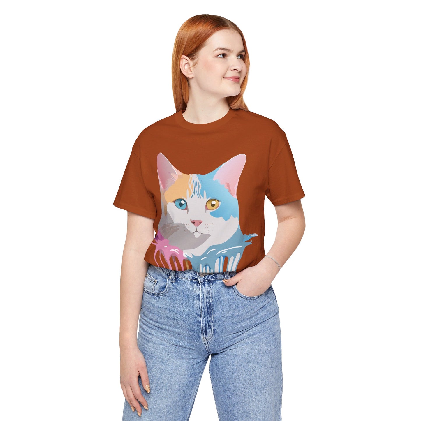 Natural Cotton Tee Shirt with Cat