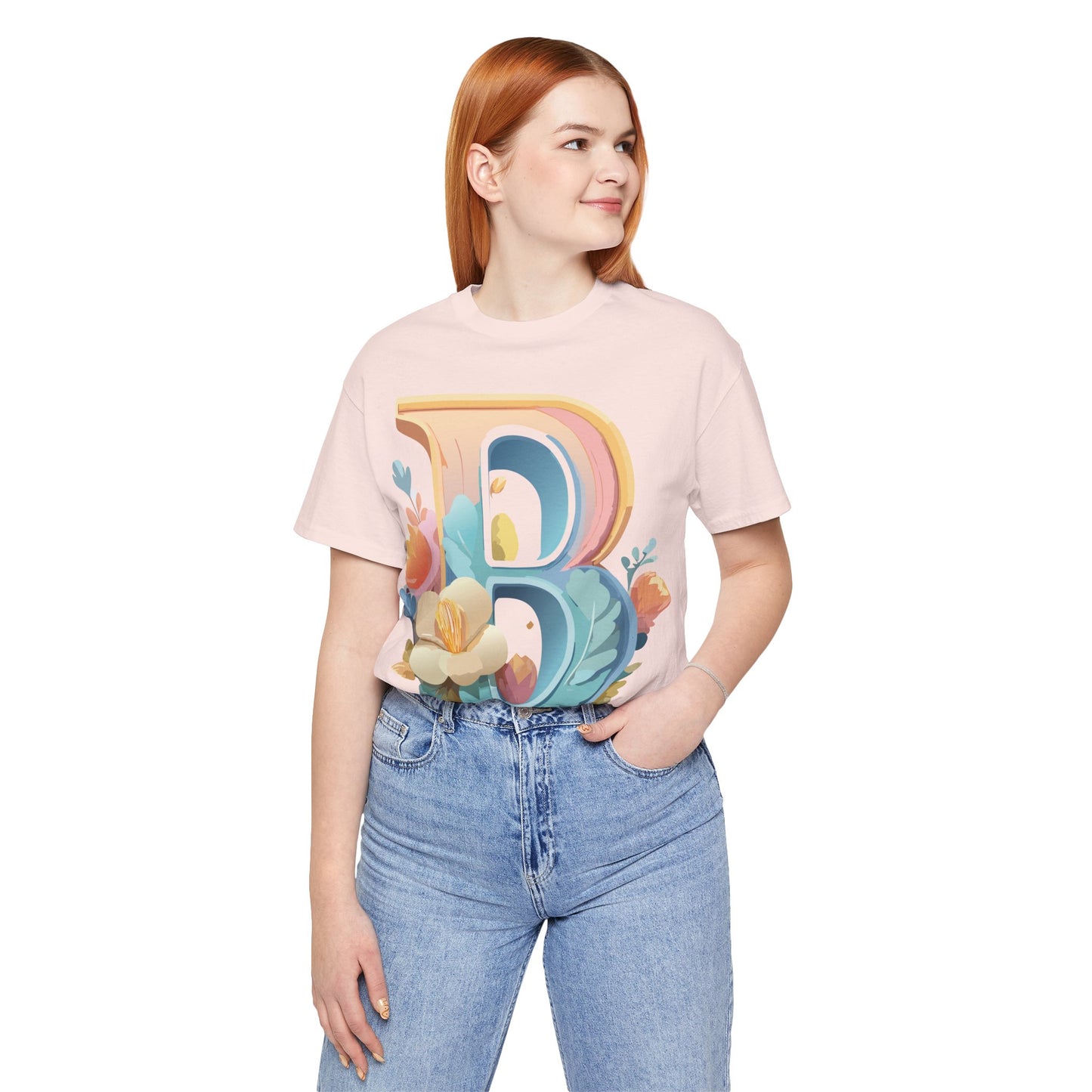 Natural Cotton Tee Shirt - Letters Collection - B