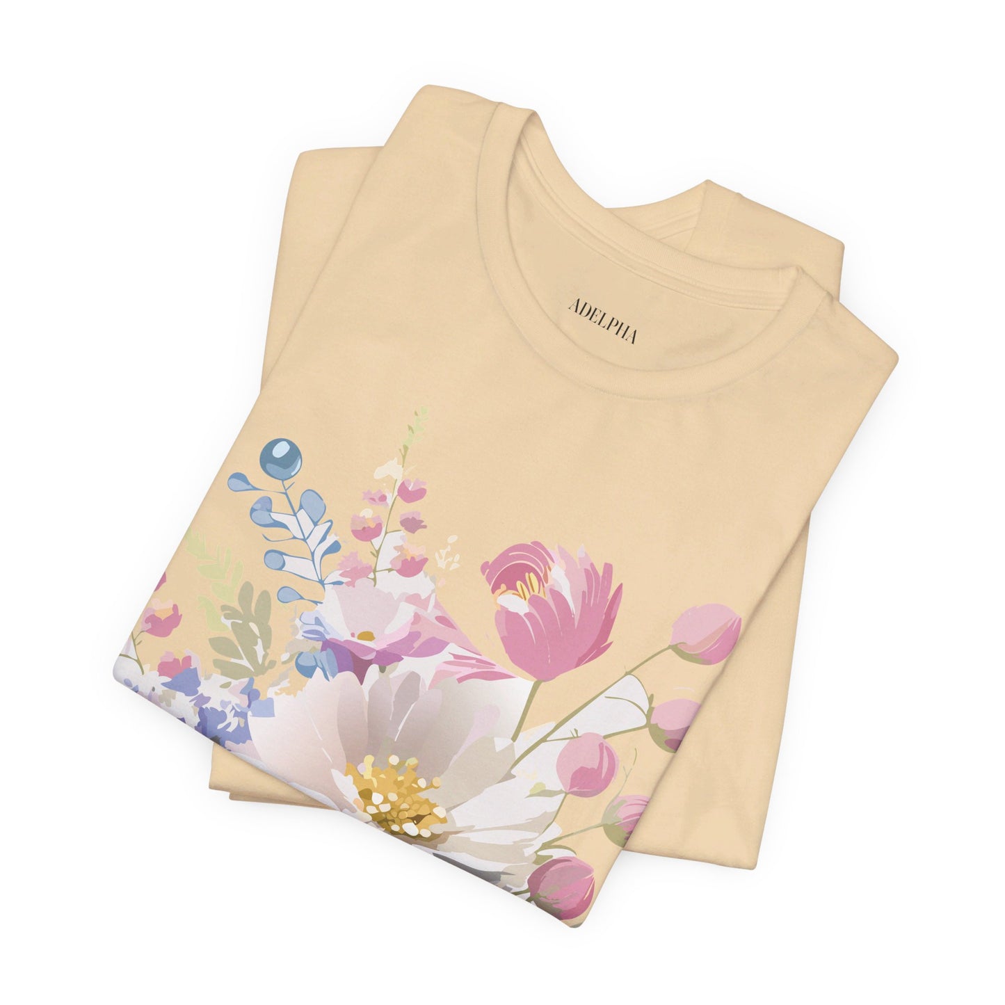 T-shirt en coton naturel avec fleurs