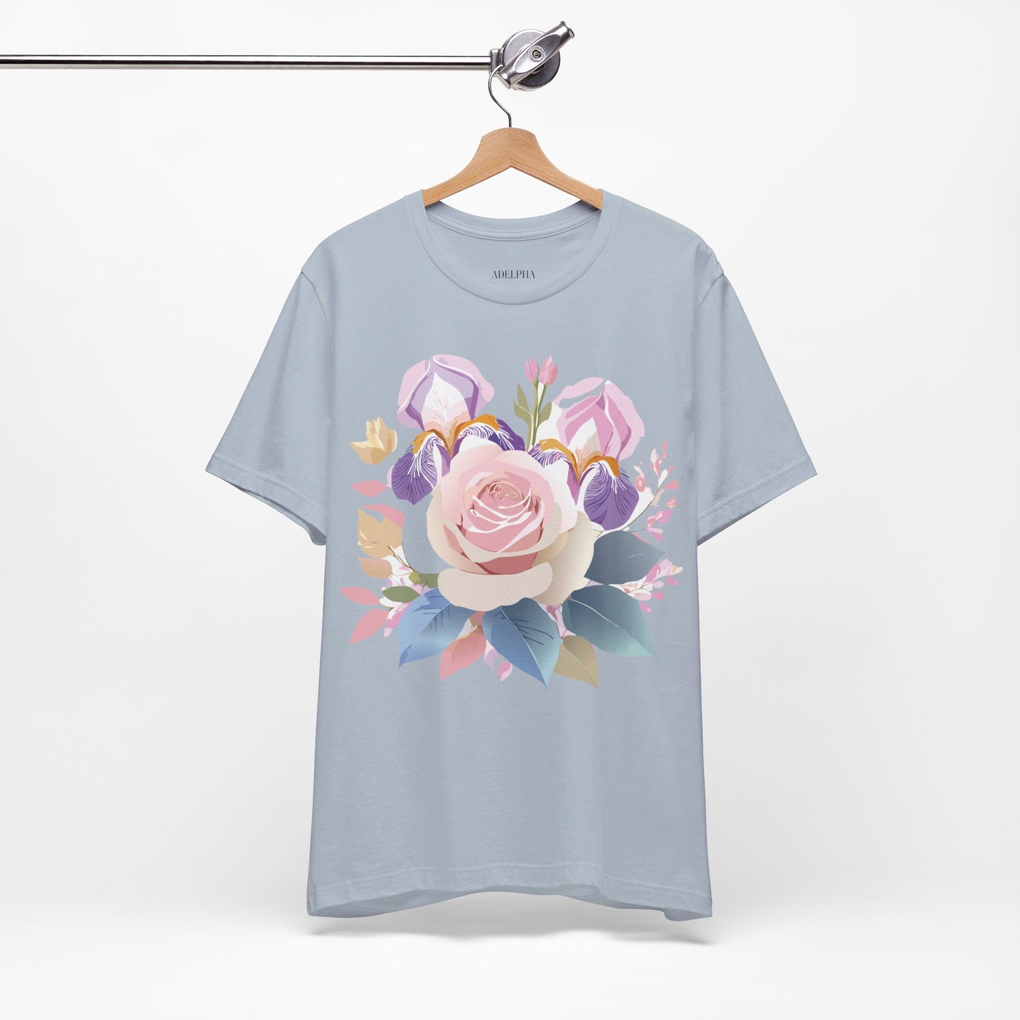 Natural Cotton Tee Shirt with Flowers