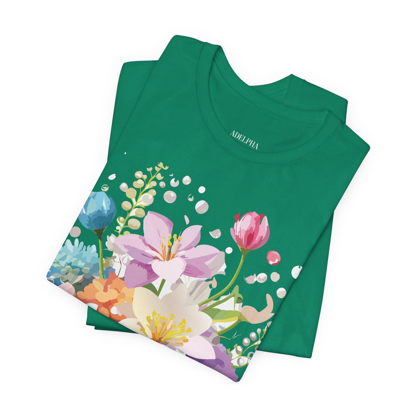 T-shirt en coton naturel avec fleurs