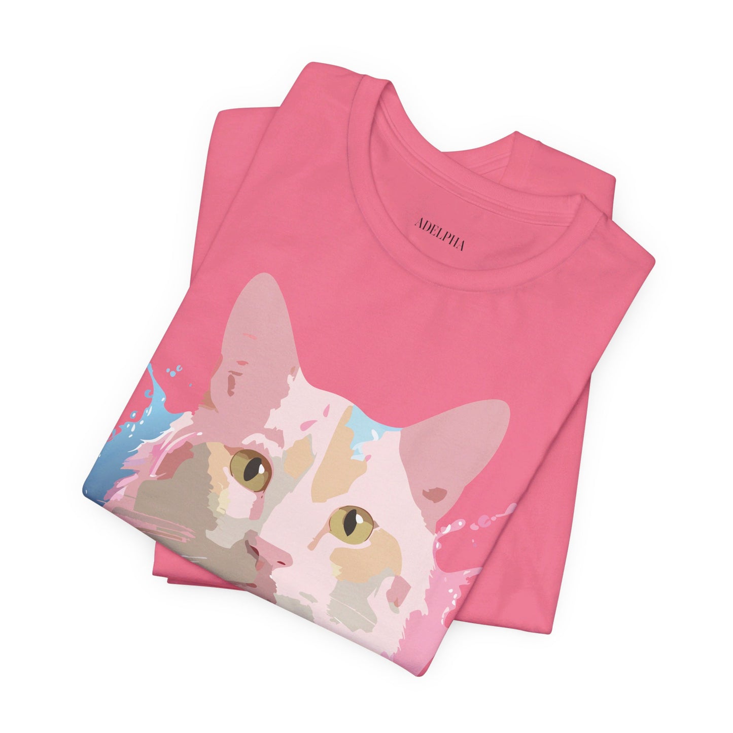 Natural Cotton Tee Shirt with Cat