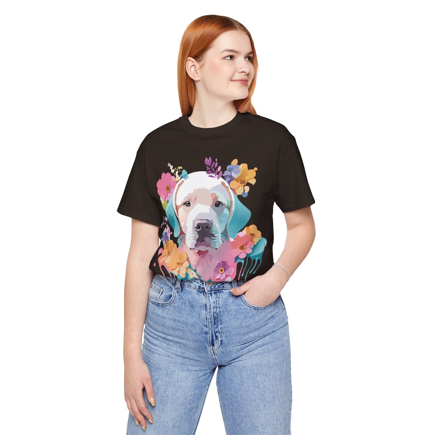 Natural Cotton Tee Shirt with Dog