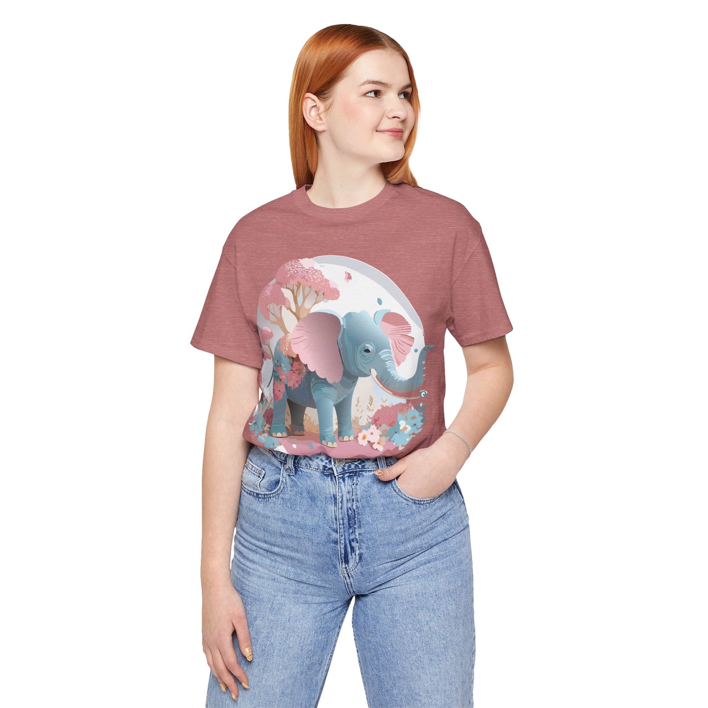 Natural Cotton Tee Shirt with Elephant