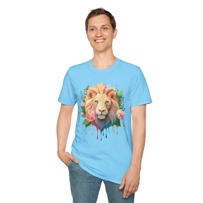 Gildan Unisex Lion Shirt Floral Lion Tee Animal Print Softstyle Tee