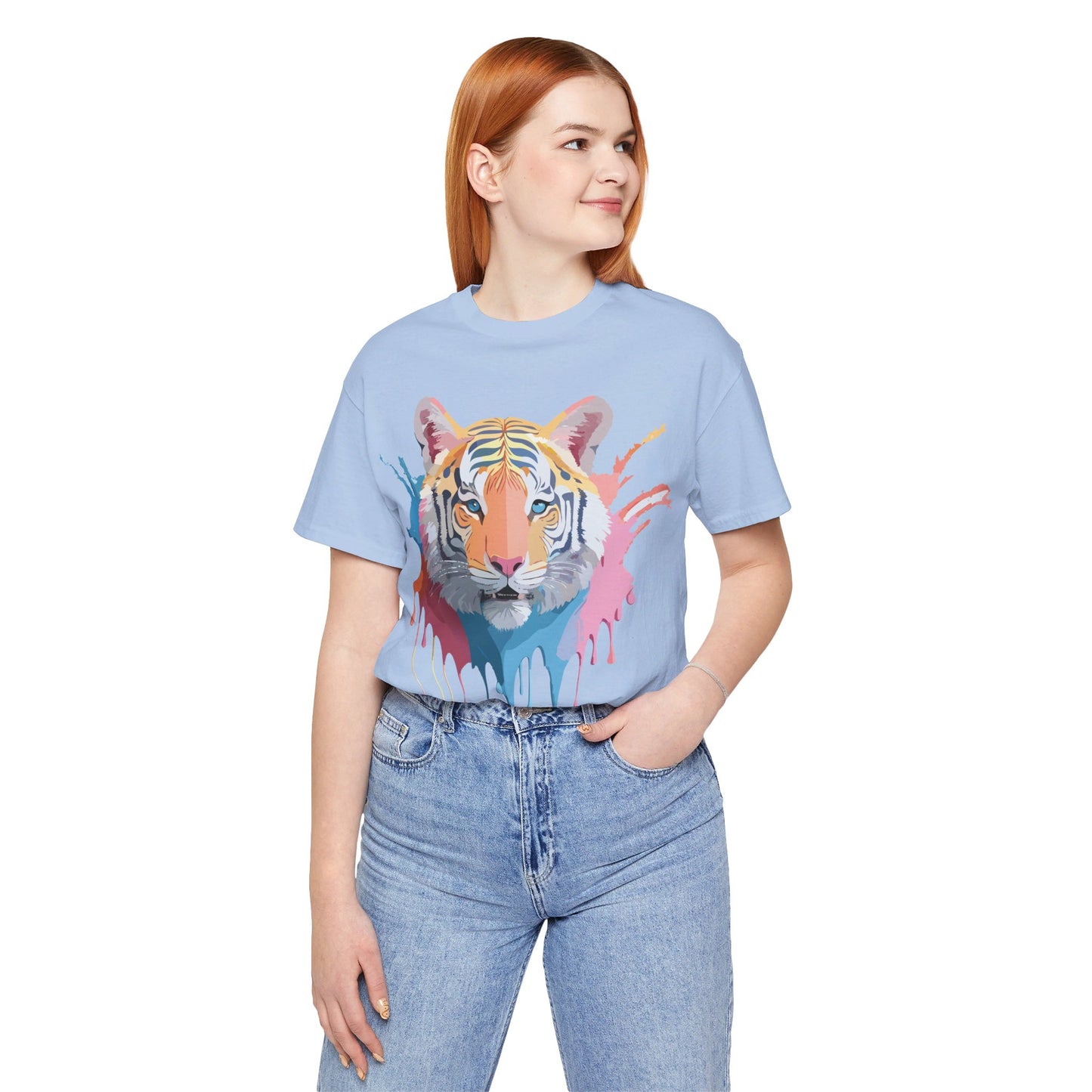 Natural Cotton Tee Shirt with Tiger