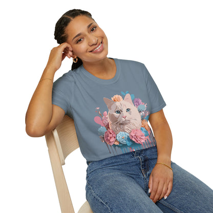 Cat Shirt Unisex Short Sleeve Cat Tee Kitten Design Gildan Softstyle 64000 Tee