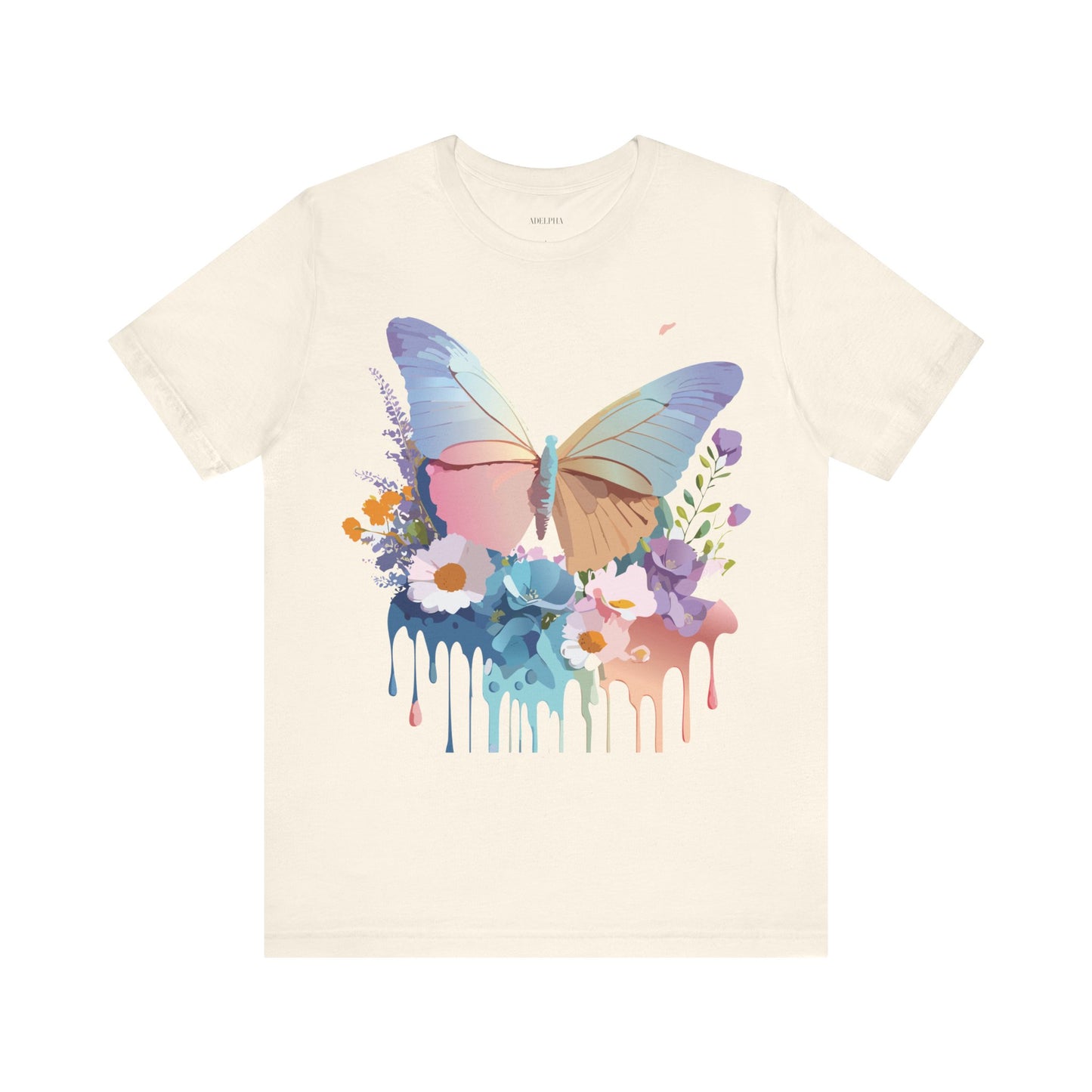 Natural Cotton Tee Shirt with Butterfly