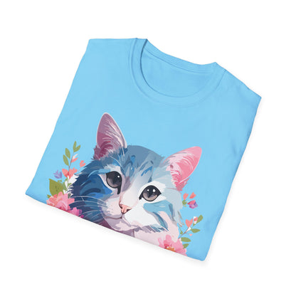 Cat Shirt Unisex Cat Tee Kitten Print Gildan Softstyle 64000