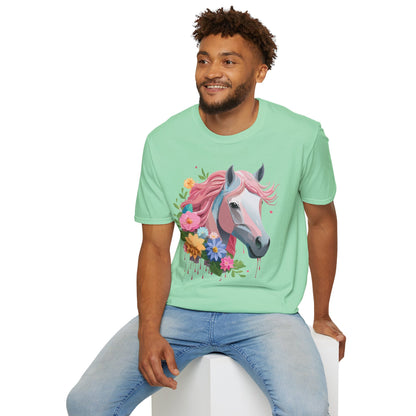 Unisex Horse Shirt Softstyle Cotton Tee With Animal Print Design