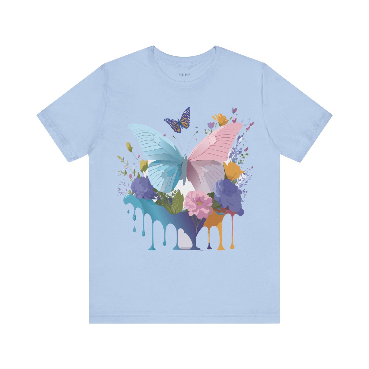 Natural Cotton Tee Shirt with Butterfly