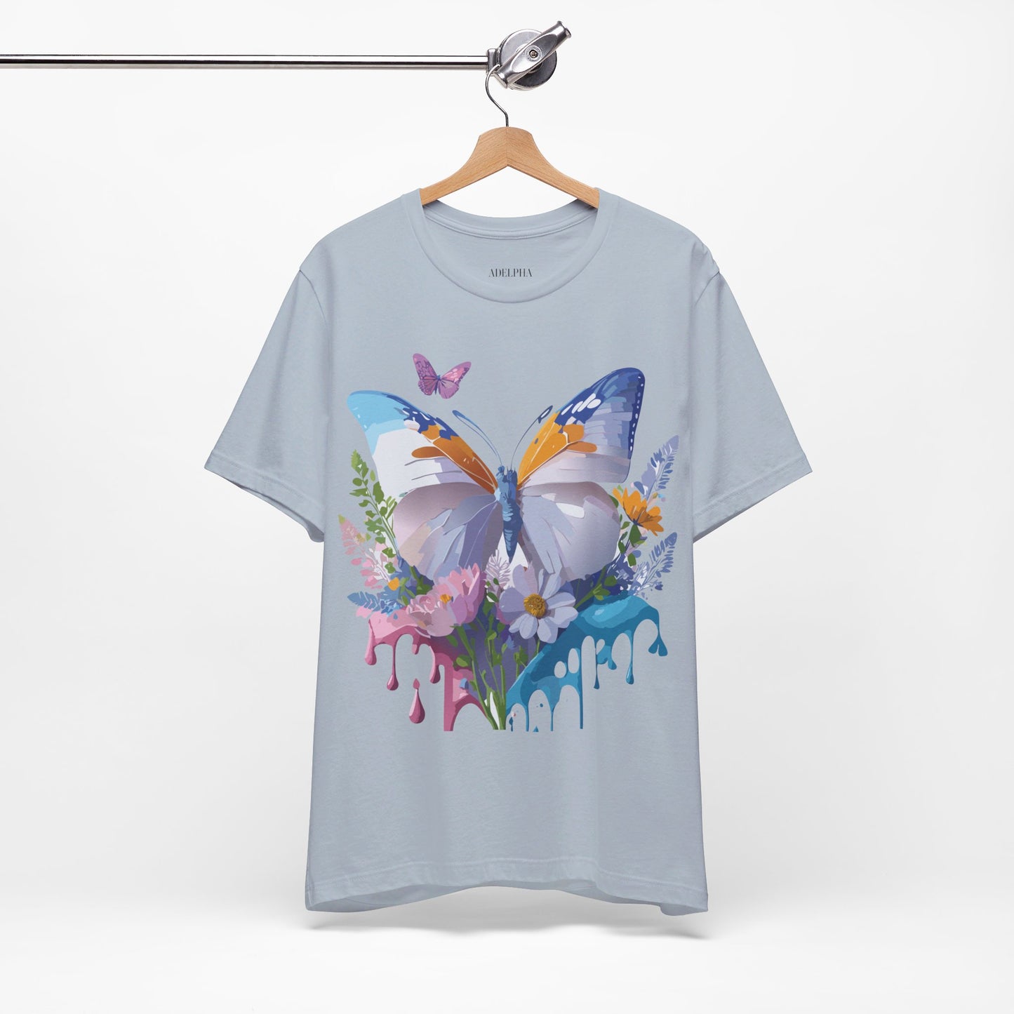 Natural Cotton Tee Shirt with Butterfly