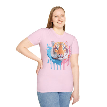 Tiger Shirt Unisex Animal Print Tee Gildan Softstyle 64000 Cotton