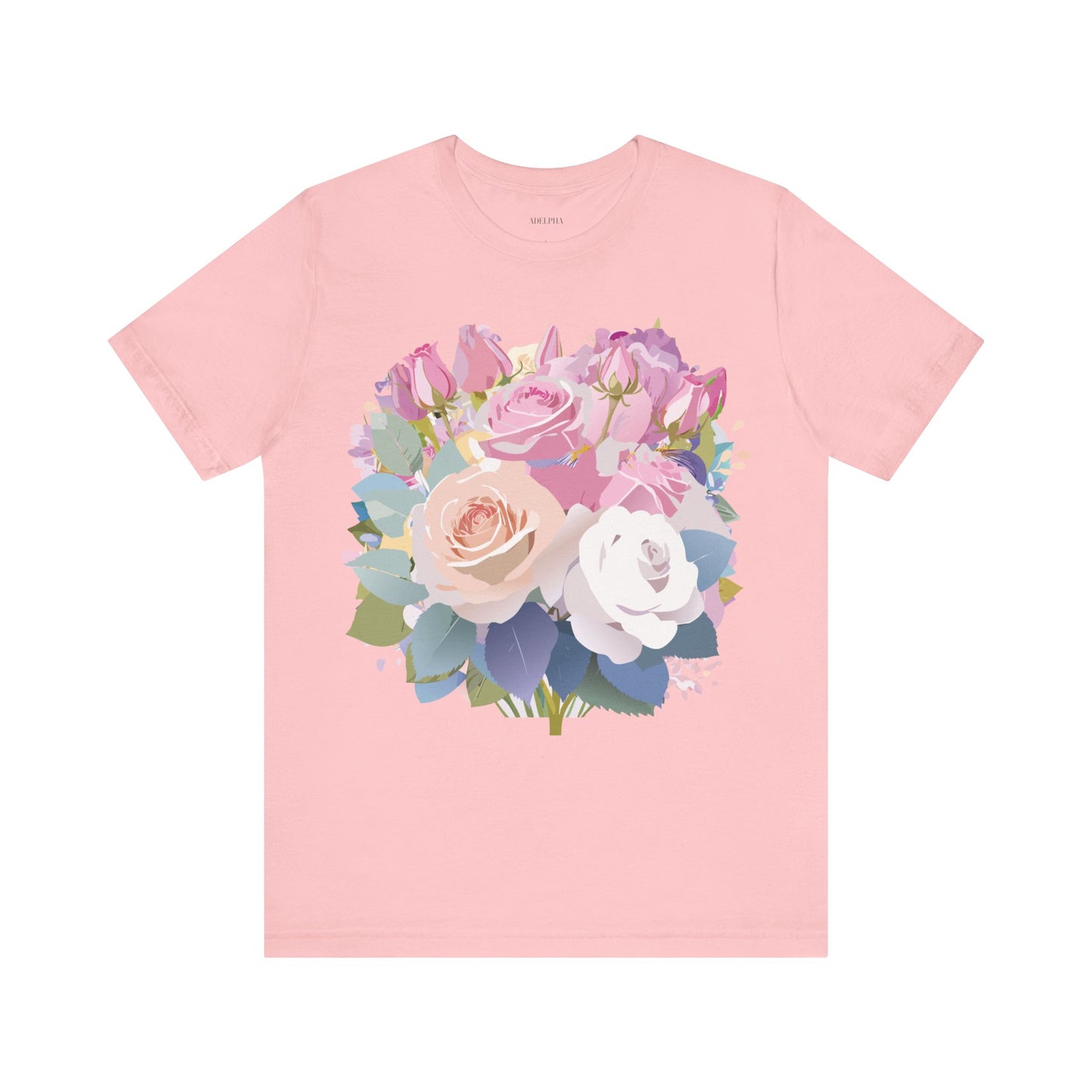 Natural Cotton Tee Shirt with Flowers