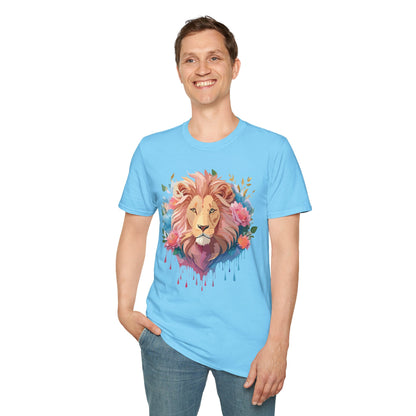 Lion Shirt Unisex Floral Lion Tee 100 Percent Cotton Softstyle Gildan 64000