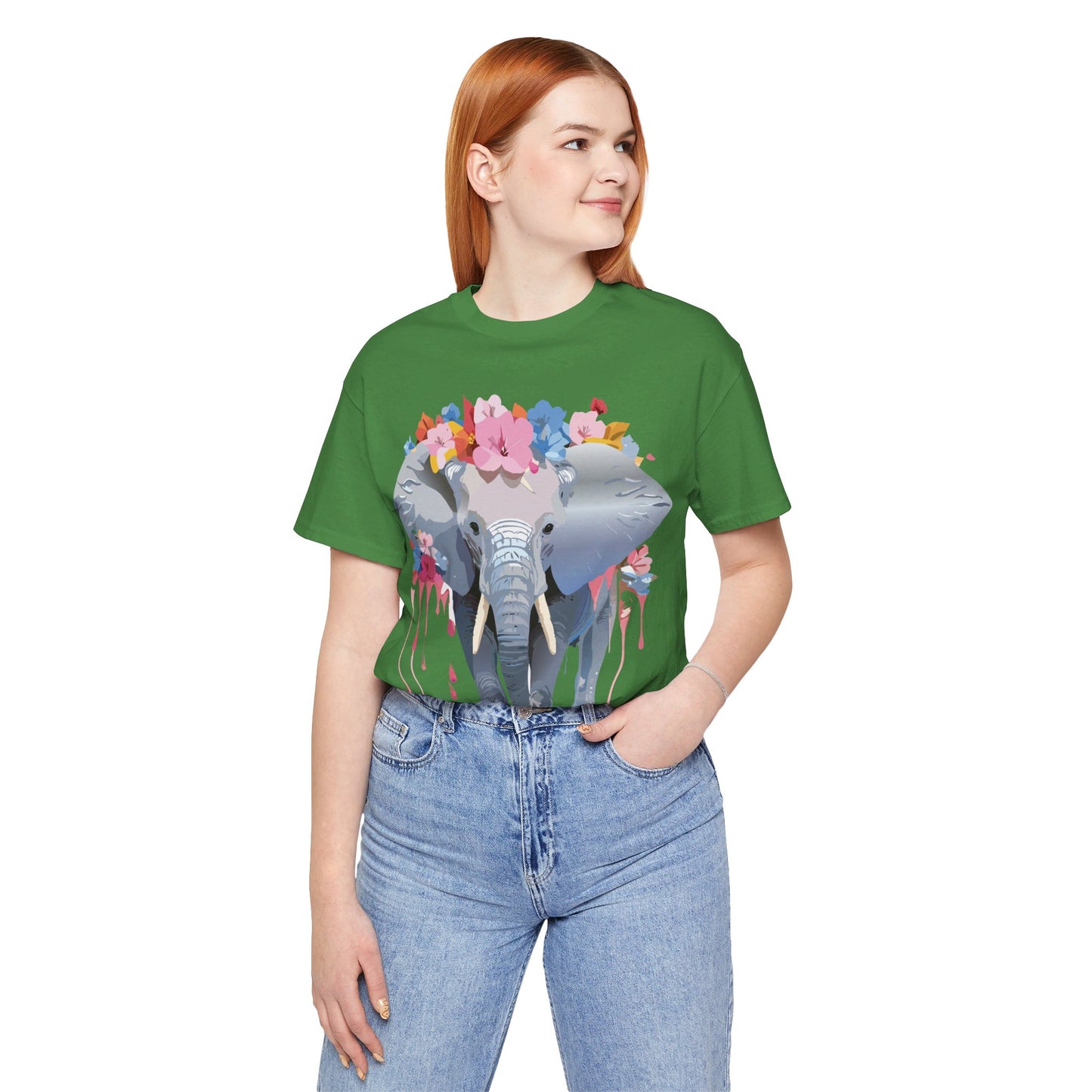 Natural Cotton Tee Shirt with Elephant