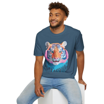 Tiger Print Unisex Softstyle Breathable Cotton Tee 64000 Gildan Shirt