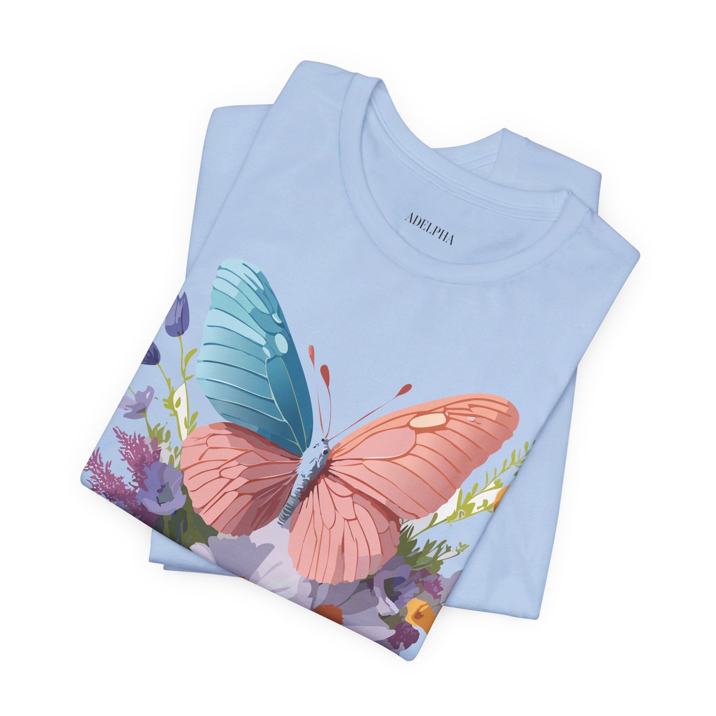 Natural Cotton Tee Shirt with Butterfly